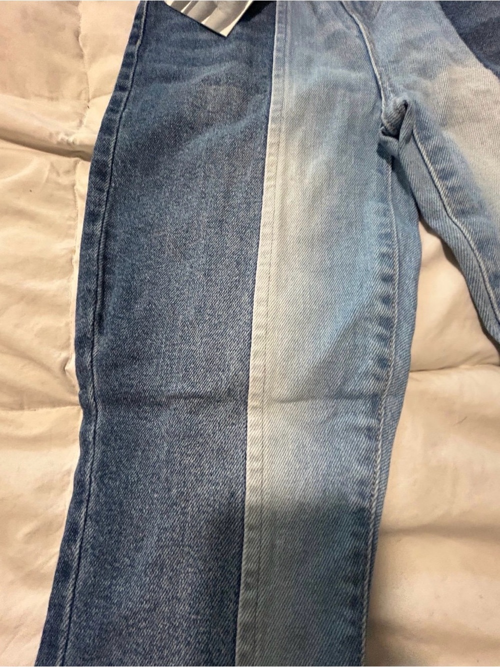 Kendall & Kylie Two-Tone Straight Jeans in Dark Blue & Light Blue NWT